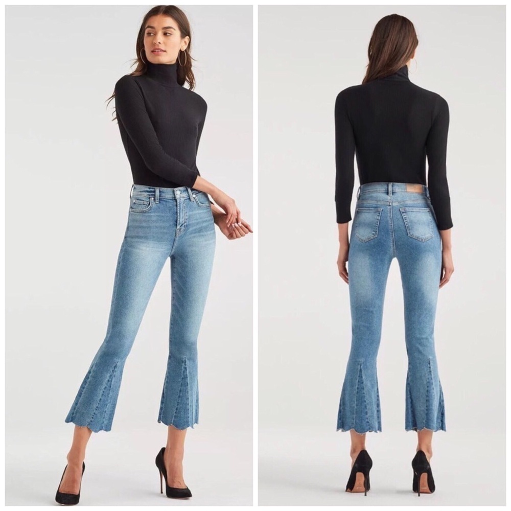 7 FOR ALL MANKIND High Waist Slim Kick Scallop Hem in Flora Jeans 28 NWT
